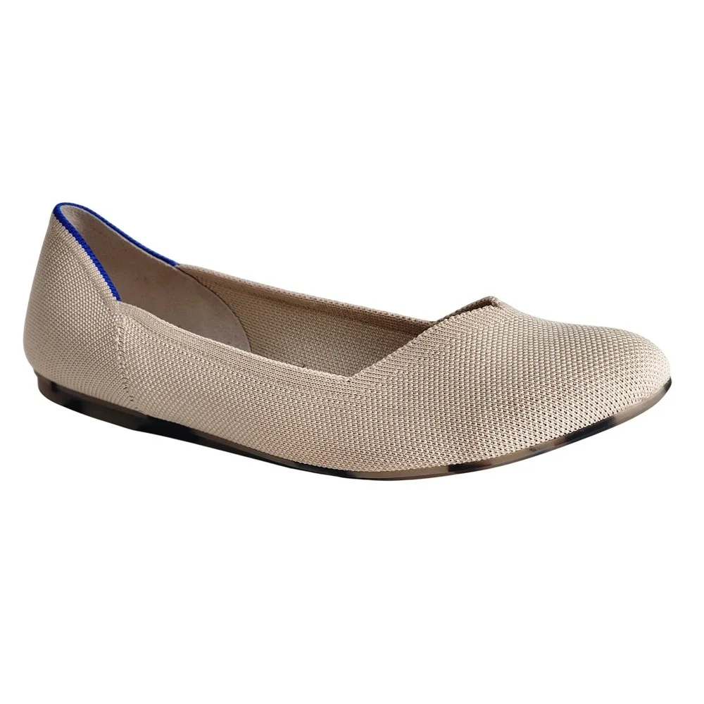 Rothys The Point Sand Beige Tortoise Shell Sole Flats Shoes Womens 10 001-242